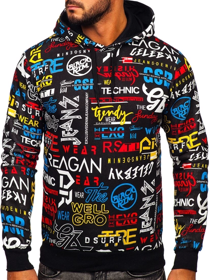 Herr Huvtröja med tryck Svart Bolf 141000