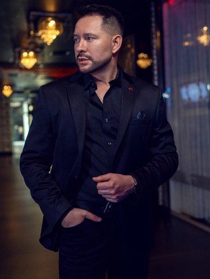 Herr Casual Kavaj Svart Bolf 026A