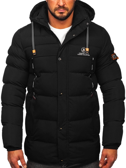 Herr Lång Quiltad Vinterjacka Svart Bolf 22M53