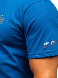 Herr Bomulls T-shirt Blå Bolf 14732