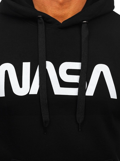 Herr Huvtröja med tryck och känguruficka Svart Bolf 14600