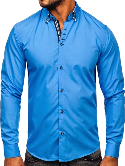 Herr Långärmad Skjorta Blå Bolf 3762