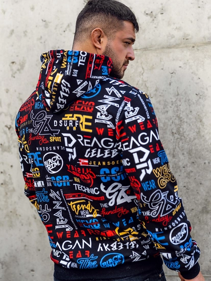 Herr Huvtröja med tryck Svart Bolf 141000