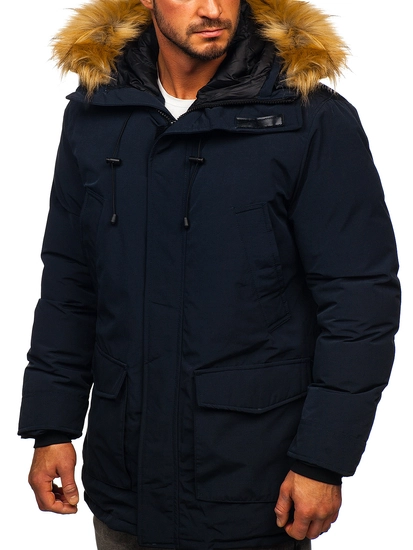 Herr Vinterparkas Marinblå Bolf 1173