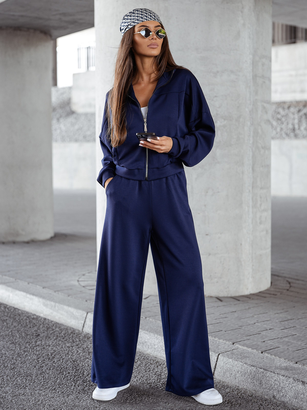 Dam 2-delad Träningsoverall med dragkedja och smör Marinblå Bolf 821109