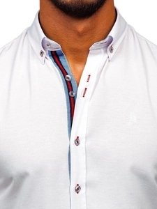 Herr Elegant Långärmad Skjorta Vit Bolf 5801-A