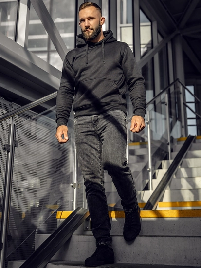 Herr Huvtröja och känguruficka Svart Bolf MB001A2