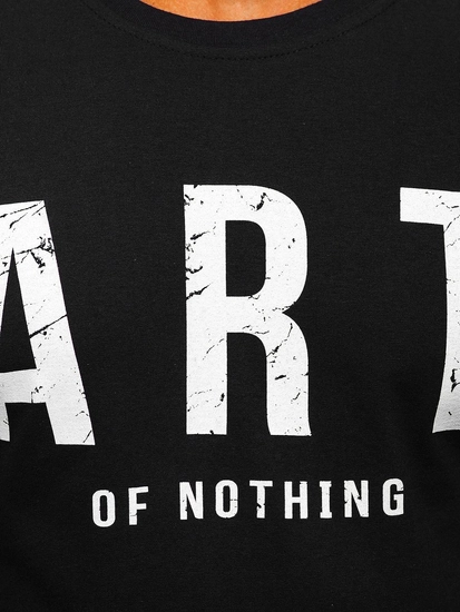 Herr Bomulls T-shirt med tryck Svart Bolf 1180