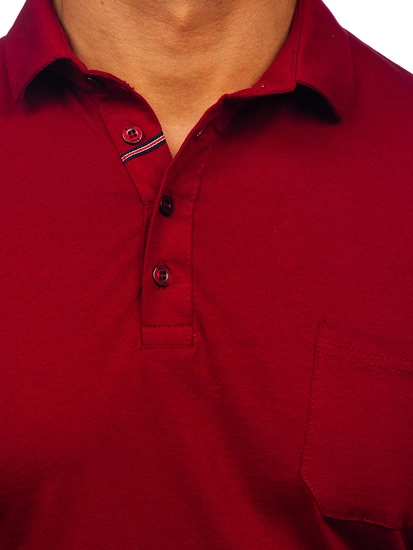 Herr Långärmad bomullspikétröja Vinröd Bolf 5120