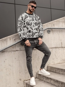 Herr Tröja med tryck Svart-Vit Bolf 8B1133A