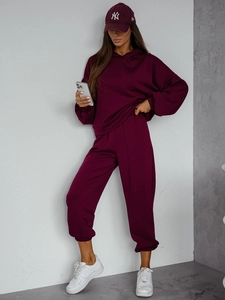 Dam 2-delad Träningsoverall med smörhuva Vinröd Bolf 525