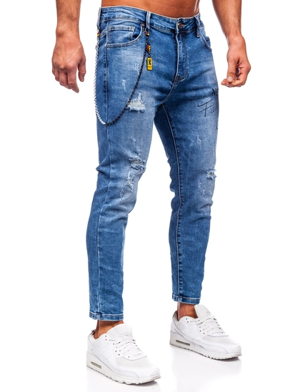 Herr Jeans Slim Fit Marinblå Bolf TF251