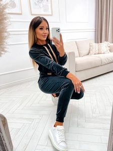 Dam 2-Delad Velour Träningsoverall Svart Bolf 637