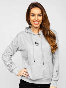 Dam Huvtröja med tryck Grå Bolf HL9265