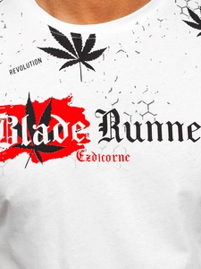 Herr Bomulls T-shirt med tryck Vit Bolf 14744