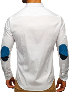 Herr Elegant Långärmad Skjorta Vit Bolf 7192