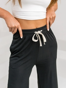 Dam Wide Leg Byxor Svart Bolf W7955