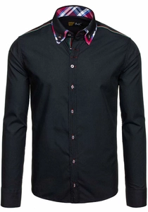Herr Elegant Långärmad Skjorta Svart Bolf 3701