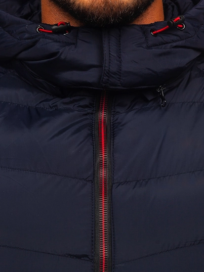 Herr Quiltad Väst med huva Marinblå Bolf 6875