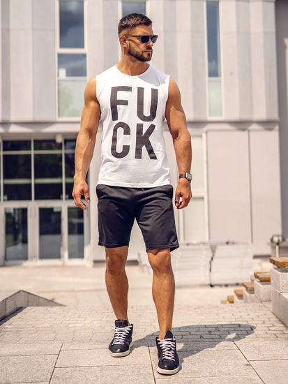 Herr Linne med tryck Vit Bolf 14820A