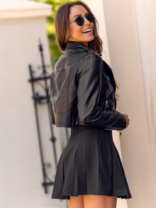 Dam Skinnjacka Bikermodell Svart Bolf 11Z8039A