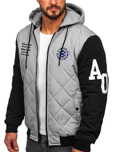 Herr Lättvikt Quiltad Baseball Bomberjacka Grå Bolf 84M3006