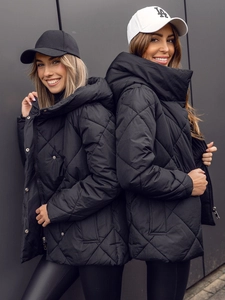 Dam Quiltad Vinterjacka med huva Svart Bolf 5M3175B