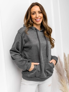 Dam Sweatshirt med känguruficka Grafitgrå Bolf W02