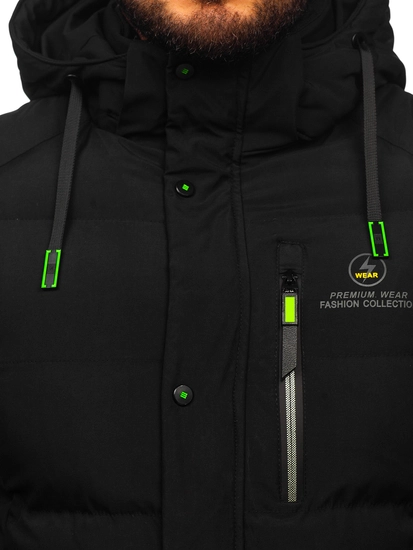 Herr Lång Quiltad Vinterjacka Svart Bolf 22M57