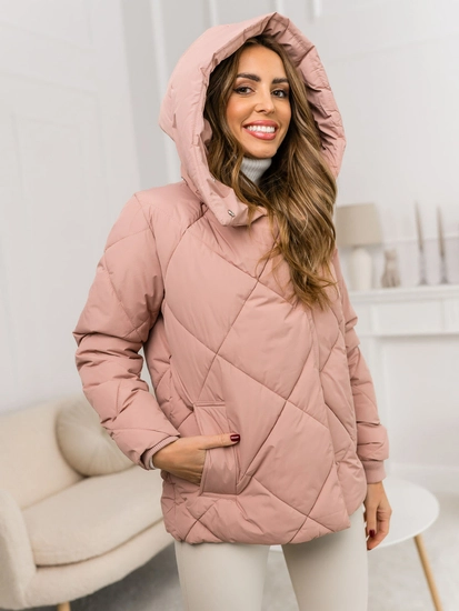 Dam Quiltad Vinterjacka med huva Rosa Bolf 5M3175