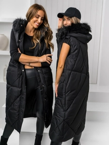 Dam Lång Quiltad Väst Svart Bolf 5M3166
