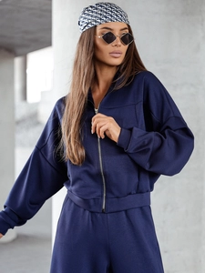 Dam 2-delad Träningsoverall med dragkedja och smör Marinblå Bolf 821109