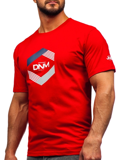 Herr Bomulls T-shirt Röd Bolf 14741