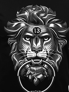 Herr T-shirt med tryck Svart Bolf 0202