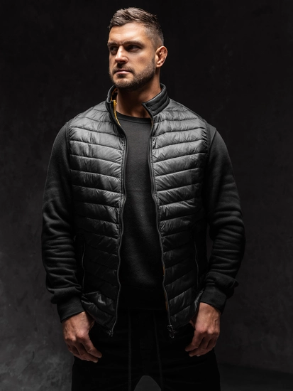 Herr Quiltad Väst Svart Bolf 7103A1