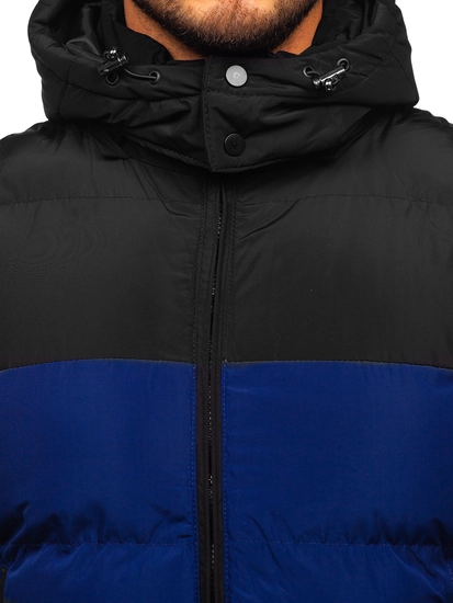 Herr Quiltad Väst med huva Marinblå Bolf 1189