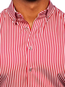 Herr Randiga Långärmad Skjorta Röd Bolf 22731