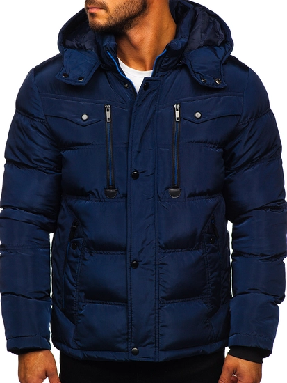 Herr Quiltad Vinterjacka Marinblå Bolf 1182