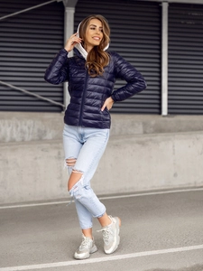 Dam Quiltad Lättviktsjacka Marinblå Bolf 5M706