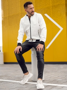 Herr Skinnjacka Bomber Vit Bolf 7110A