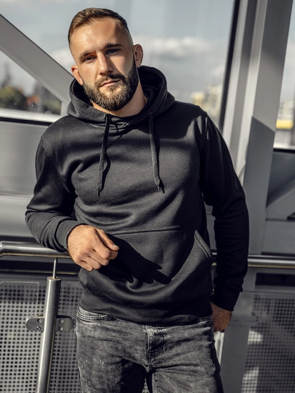 Herr Huvtröja och känguruficka Svart Bolf MB001A2