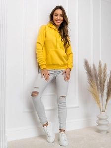 Dam Sweatshirt med känguruficka Ljusgul Bolf W02