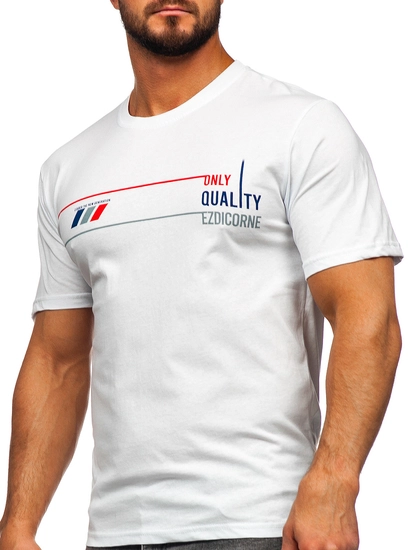 Herr Bomulls T-shirt med tryck Vit Bolf 14772