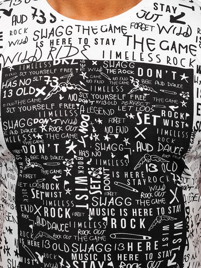 Herr Bomulls T-shirt med tryck Vit Bolf 1173