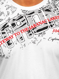 Herr T-shirt med tryck Vit Bolf 14234