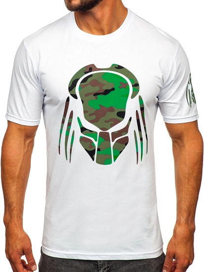 Herr Bomulls T-shirt med tryck Vit Bolf 192379