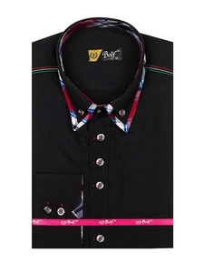Herr Elegant Långärmad Skjorta Svart Bolf 3701