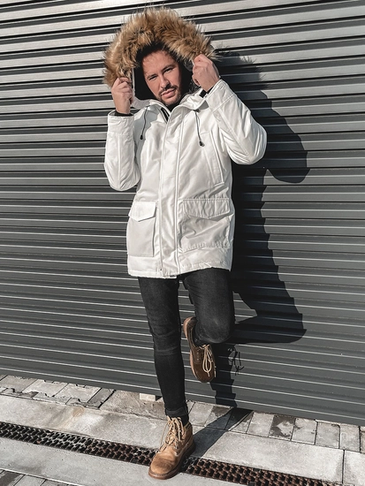 Herr Vinterparkas Vit Bolf 1173