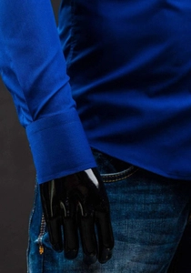 Herr Elegant Långärmad Skjorta Royal Blå Bolf 0926A