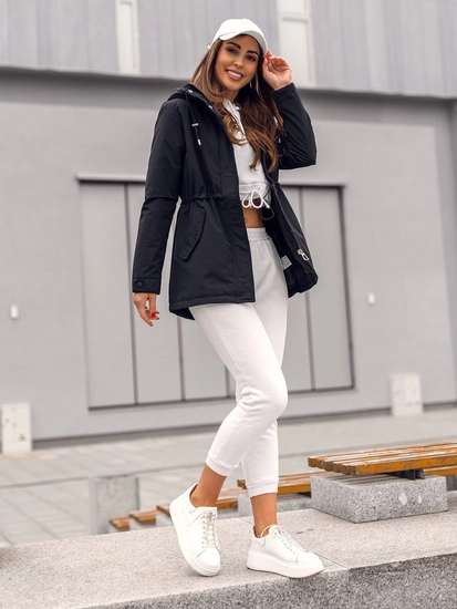 Dam Lättvikts Parkas med huva Svart Bolf 7038A